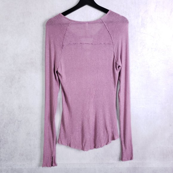 Free People Intimately L Lightweight Purple Knit Stretch Rayon Long Sleeve Shirt - Picture 2 of 9